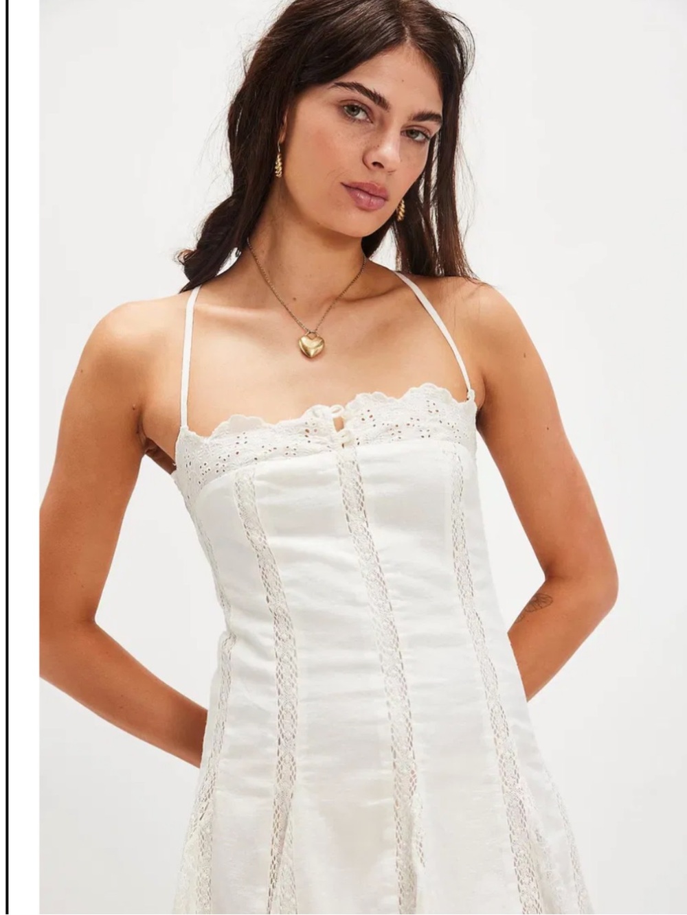 Free People Sawtelle Lace Godet Romantic Cute Mini Dress 0
